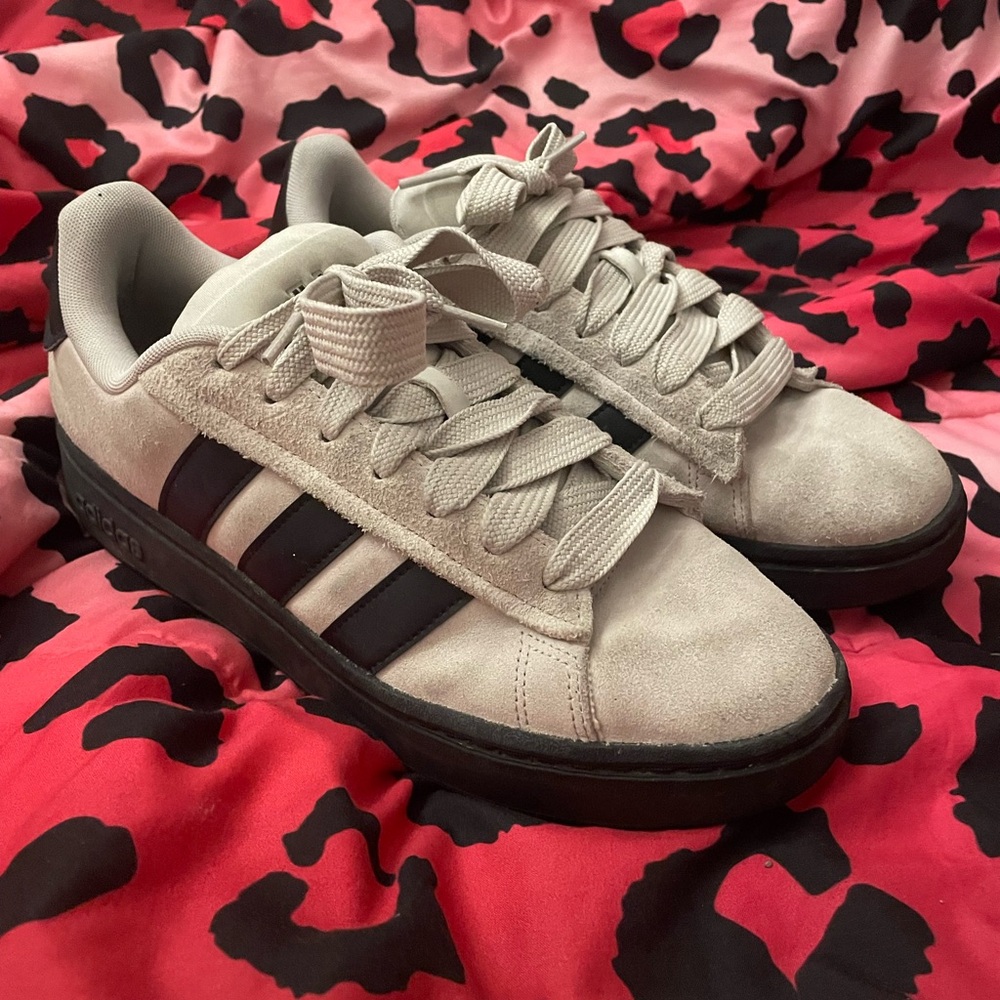 Adidas Men's Light Gray Suede Sneakers